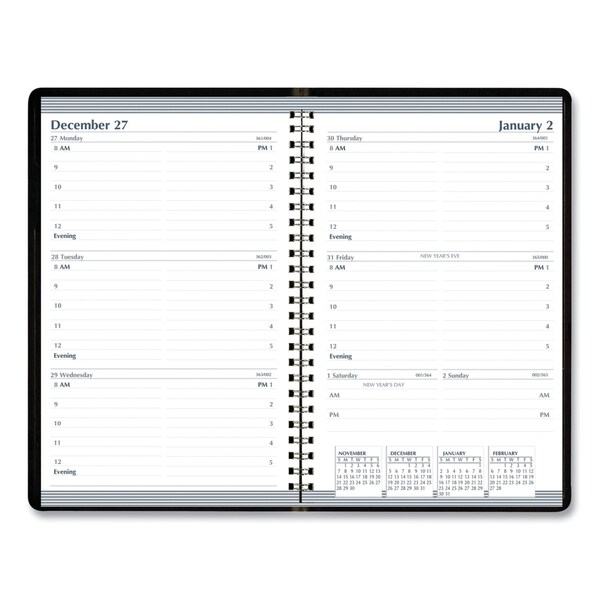 Recycled Weekly Appointment Book, 8 X 5, Black Cover, 12-Month (Jan To Dec): 2022